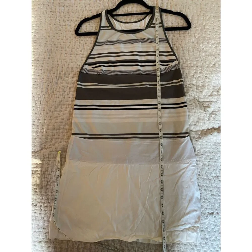 lululemon athletica White and Gray Striped Sleeveless Mini Dress